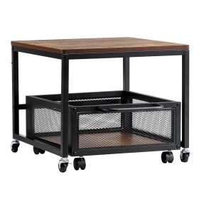 Mini Fridge Stand with Storage 198lbs Cart & Swivel Wheels Light Brown