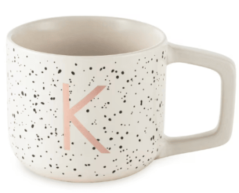 Thyme & Table Stoneware Monogram K Mug, White Speckled