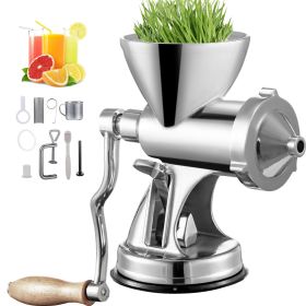 VEVOR Manual Wheatgrass Juicer with Suction Cup Base & Desktop Clamp Wheat Grass Grinder Long Screw Shaft Wheatgrass Juicer Stainless Steel for J