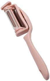Multi-Functional Stainless Steel Rotary Peeler 3-in-1 with Plastic Handle Vegetables Fruit Peelers Straight Serrated and Julienne Peelers Kitchen (Color: Pink)